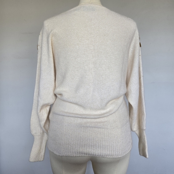 Cedars Embellished Silk Wool Knit Sweater Women's M Vtg 80s Luxury Maximalist - Picture 8 of 13